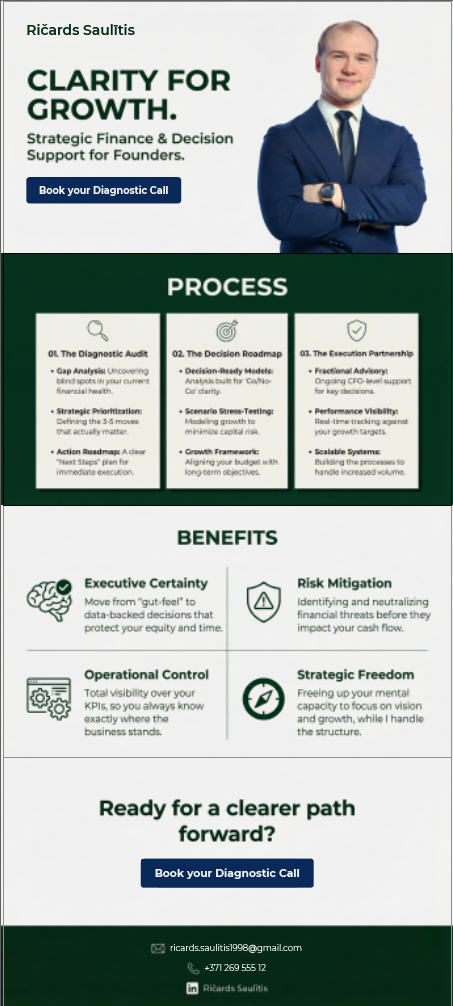 Ričards Saulītis: Strategic Landing Page